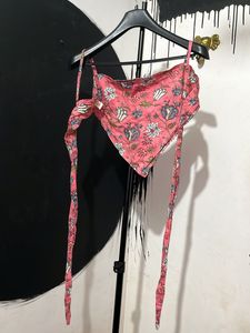 🎀 Pink Tie Up Crop Top