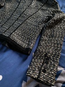 Chic Textured Black &amp; White Jacket