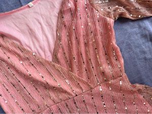 Sequin Embellished Fit &amp; Flare Dress (Pink)