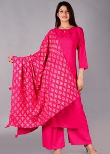 Pink Kurta Palazzo Dupatta Set