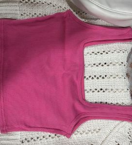 HOT PINK RIBBED TANK TOP