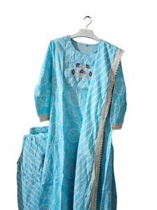 Sky Blue Kurta Set With Dupatta &amp; Bottom