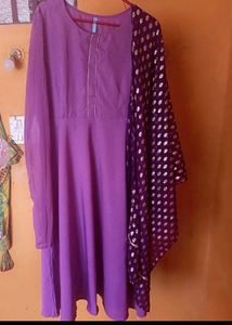 Partywear Anarkali With Duppata And Leggings