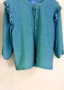 Sparkly Blue Ruffle Cardigan