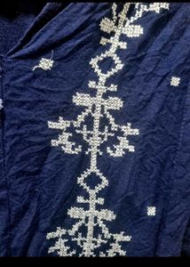 Blue Embroidered Dress/Kurta with adjustable waist