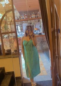 Green Floral Print Mini Dress