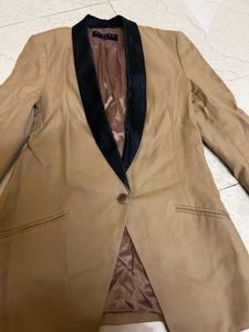 Tan Blazer with Black Lapel