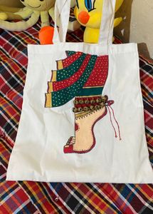 Hand-Painted Kathak Dancer Tote Bag