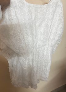 White Lace Fringe Top