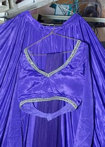 Purple Silk Lahanga Choli With Dupatta Set