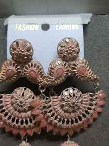 Pink Jhumka Earrings