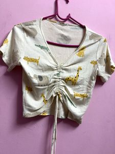 Cute animal print crop tee