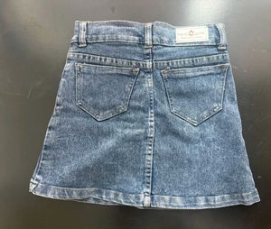 Denim Mini Skirt with Star Patches