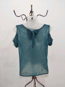 Emerald Green Cold Shoulder Top