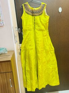 Elegant Green Anarkali Dress With Banarasi Dupatta