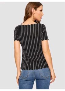 Shein, Round Neck Style- Elegant striped  top