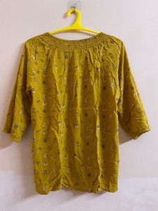 Floral Mustard Yellow Stylish Top