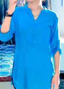 Turquoise blue Solid Tunic