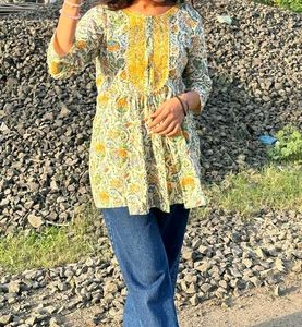 Cute Yellow Kurti Pure Cotton
