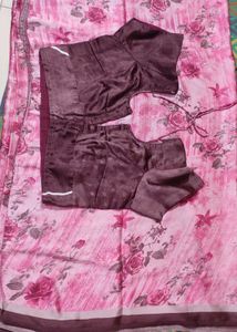 Flowers Print Satin Saree