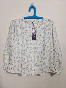 White Casual Printed Top