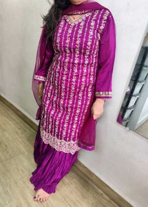 Silk Embroidered Sharrara Set