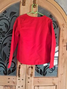 Chic Red Open Front Blazer