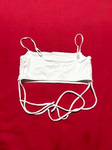 Stradivarius White Spaghetti Strap Tube Top