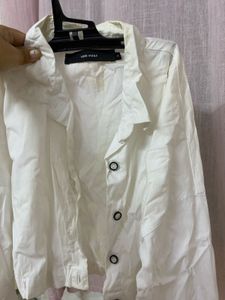 White Long Sleeve Crop Shirt