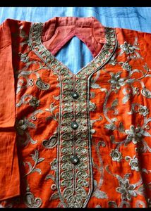 Orange Stitch Kurti