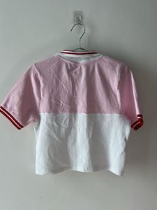 Cute Pink &amp; White Crop Top