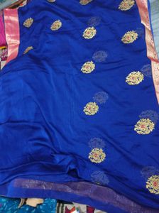 Royal Blue Banarasi Silk Saree with Golden Zari