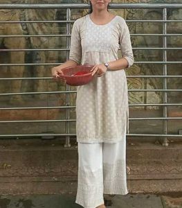 Beige Simple Kurta
