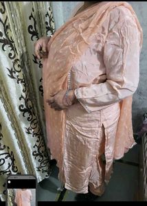 Peach silk cotton Kurta Set with Dupatta 3xl