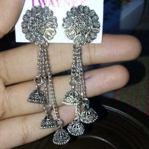 Silver Jhumka Earrings
