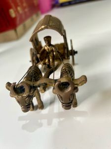 Vintage Brass Bull Cart Showpiece