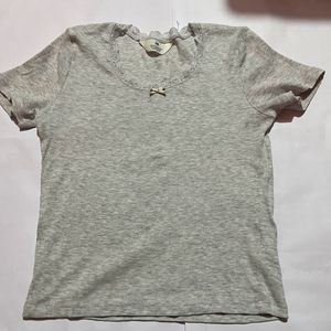 Light grey ripped short sleeve top