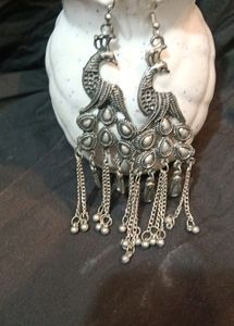 Peacock Style Silver Earring