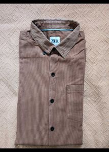 Original Zara Brown Striped Shirt