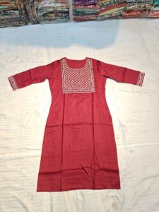 Embroidered Detail Red Kurti
