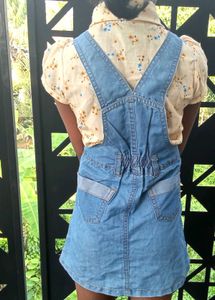 floral Denim Jumper Dress 🌷✨💛