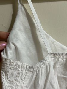 White Cute Peplum Top Embroidered