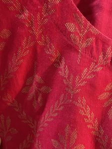 A1 Condition Red Cotton Kurta With Golden Print