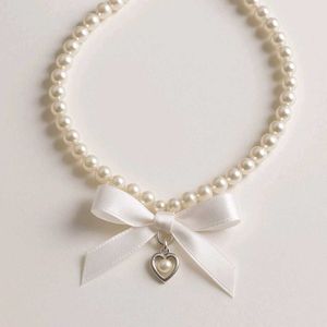 🌬Pearl &amp; Ribbon Bow Necklace💗