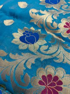Blue kathpadar Blend Saree