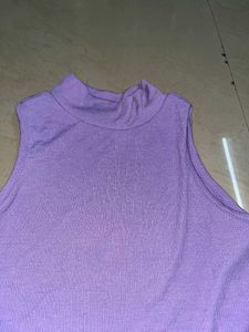 Purple Sleeveless Mock Neck Dress