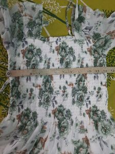 Floral Print Smocked Sheer Top