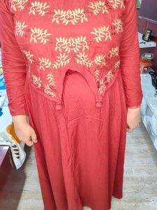 Embroidered Rust 2 Pcs Dress For Karwachauth