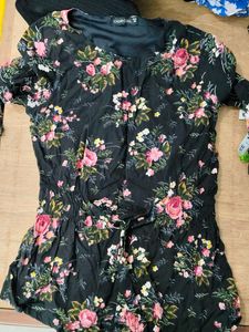 Floral Print Charcoal Top
