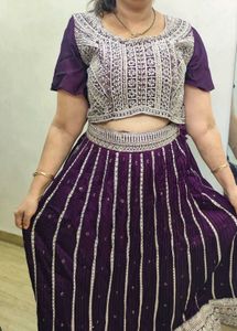 Purple Embellished Lehenga Set With Heavy Cannes